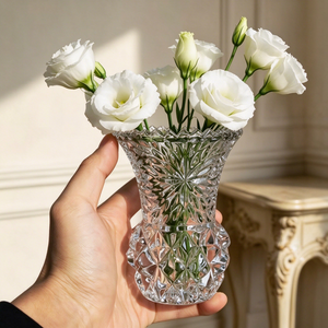 Vase à fleurs en verre cristal gaufré personnalisé, base épaisse et lourde, écologique, petit vase pour la décoration <span class=keywords><strong>de</strong></span> la maison et des mariages, vente en gros - Product Image 3