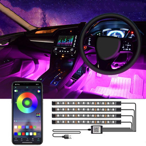 Accessoires d'éclairage intérieur de <span class=keywords><strong>voiture</strong></span>, bandes lumineuses <span class=keywords><strong>LED</strong></span> intelligentes <span class=keywords><strong>pour</strong></span> voitures, éclairage <span class=keywords><strong>LED</strong></span> intérieur RGB avec application - Product Image 2