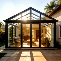 Verrière Moderne Écologique en Verre Trempé avec Extérieur en Aluminium, Jardin d'Hiver Quatre Saisons, Solarium Double Vitrage Trempé