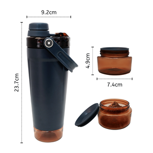 Vaso Mezclador Deportivo de Acero Inoxidable con Aislamiento de Doble Pared y Logotipo Personalizado, Botella Mezcladora de Proteínas con Base de Almacenamiento - Product Image 4