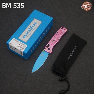Couteau de camping BM 535 Bugout, manche en aluminium coloré, lame bleue en acier S30V, pointe de lance, 19 cm, ouverture manuelle, transport facile en poche - Product Image 1