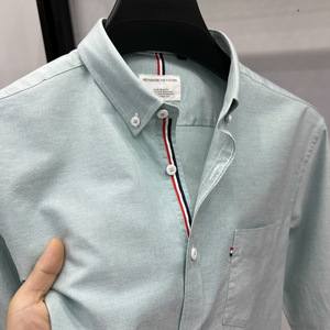Autentica Camicia Oxford in Cotone da <span class=keywords><strong>Uomo</strong></span>, Manica Lunga, Colletto Rovesciato, Decorata con Perline, Versatile e Classica - Product Image 4