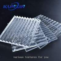 Kunxin 8mm 9mm 10mm Panneau acrylique à rayures transparentes à texture nervurée mate et claire pour cloison