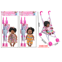 Poupée Bébé Noire Ronde de 30 cm, 5 Articulations, Jambes Pliables, Yeux 3D Réalistes, en Vinyle, Poussette, 4 Sons, Fonctionne à Piles, Jouet Éducatif pour Enfants 3+