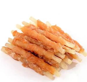 Venta al por mayor al precio más bajo comida de pollo embalaje personalizado bocadillos para mascotas pollo y Palo de cuero crudo grande productos OEM ODM - Product Image 1