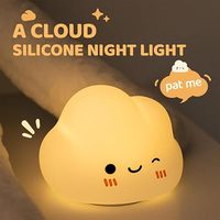 Veilleuse Nuage Rechargeable en Silicone Coloré pour Chambre d'Enfant, Lampe de Nuit LED Douce au Toucher, Mignonne et en Forme de Dessin Animé pour un Sommeil Réparateur