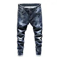 Slanke Klassieke Blauwe Denim Skinny Jeans Voor Mannen