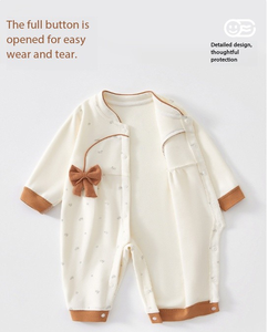 Tutina Autunnale per Neonata con Stampa Carina, Chiusura a Bottoni, 100% Cotone, Colletto Verticale - Product Image 2