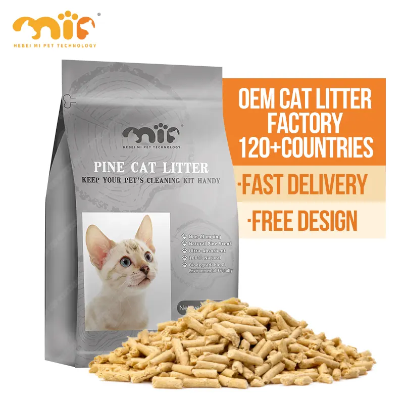 OEM ODM مصنع الأرز الطبيعي سهل التنظيف خشب الصنوبر فضلات القطط