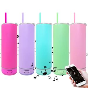 25 Packs Matt Macaron 20Oz Speaker <b>Music</b> Tumbler With Colored Straw for Uv Dtf Wraps Heat Press Printing - Product Image 2