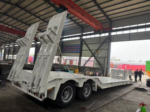 Ventas calientes Heavy-Duty 4-Axle Steel Semi-Trailer Lowboy con <span class=keywords><strong>rampa</strong></span> robusta para transporte de equipos pesados 60T Carga útil - Product Image 2