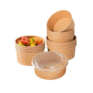 Bol à salade en papier kraft écologique, jetable, rond, avec couvercle transparent, pour service de livraison à emporter, emballage pour boutique - Product Image 6