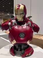 Buste en résine Iron Man MK7 grandeur nature avec yeux LED et lumière Arc Reactor, figurine de super-héros, modèle de personnage de film, décoration