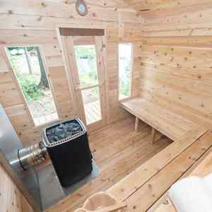 <span class=keywords><strong>Cabane</strong></span> de sauna extérieure - 5-6 personnes en bois de pin massif |   Cabine de sauna rustique pour jardin avec poêle en bois - Product Image 5