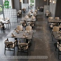 Ensemble de meubles modernes pour hôtel et restaurant, chaises rembourrées en cuir avec plateau en marbre, design durable