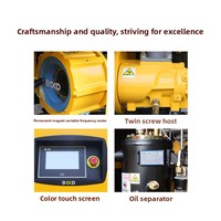 Compresor de Aire de Tornillo Rotativo Sin Aceite de 11 kW de Bajo Ruido, Compresor de Aire Industrial Personalizado