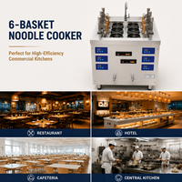 Cuisinière à induction commerciale multi-paniers en acier inoxydable à double réservoir, à économie d'énergie, pour nouilles et pâtes, Plug-and-Play 2x6KW