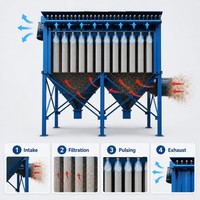 Système de dépoussiérage industriel à grande capacité pour atelier, filtre à sacs à jet pulsé automatique à châssis métallique