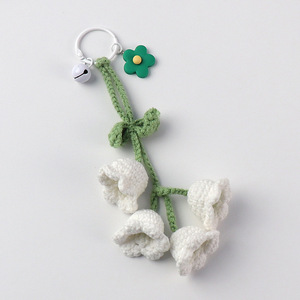 Llavero de Lirio de los Valles Tejido a Crochet, Hecho a Mano, Pequeño Regalo, Colgante Floral para Bolsa de Estudiante, Estilo de Dibujos Animados, Ecológico - Product Image 5