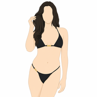 Set Bikini Dua Potong Premium OEM Ramah Lingkungan dengan Logo Custom, Model Halter Segitiga, Perlengkapan Emas, Cup yang Dapat Dilepas untuk Wanita