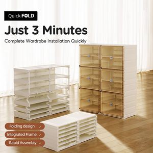Portable Eco-Friendly Folding Square Shoe Rack Organizer for Closet Entryway Large <strong>Plastic</strong> Storage <strong>Bins</strong> <strong>Lids</strong> 10 Tiers 40 Pairs - Product Image 2