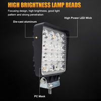 48W LED Auto Lamp 16LEDs Phare de voiture 12-24V 108x108x35mm 1 pièce