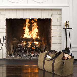 New Design Promotion Durable Heavy Duty Waxed Canvas Log <b>Carrier</b> Tote <b>Bag</b> Extra Large Durable Firewood <b>Holder</b> - Product Image 6
