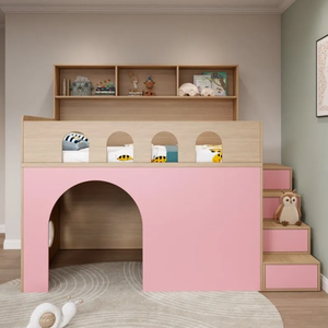 Nuovo Design <span class=keywords><strong>Letto</strong></span> Matrimoniale di Lusso in Legno per Bambini, Arredamento Camera da <span class=keywords><strong>Letto</strong></span> <span class=keywords><strong>con</strong></span> Scivolo ad Arco e Scale <span class=keywords><strong>con</strong></span> Vano Contenitore - Product Image 4