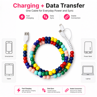Câble de charge USB Type C 3 en 1 coloré avec perles, pour plusieurs appareils, transfert de données