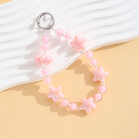 Breloque Étoile Rose Pastel en Perles de Gelée, Mignon Porte-clés, Pendentif Transparent en Acrylique pour Téléphone, Accessoires avec Mousqueton pour Femmes et Filles