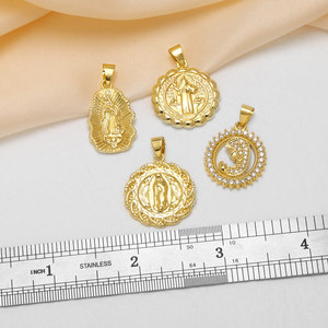 ASJEWELRY Medalla de la Virgen María y <span class=keywords><strong>San</strong></span> <span class=keywords><strong>Benito</strong></span>, Chapada en Oro, de Cobre, Colgante Religioso Católico para Collar, Fabricación de Joyas DIY pdtb994 - Product Image 3