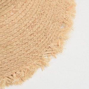 2026年トレンドレディースサマー新作凹型トップフリンジ加工ラフィアストローバケットハットつば広ビーチサンバケットハットストロー - Product Image 4