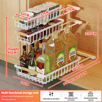 Organiseurs et étagères de rangement sous évier en métal à 3 niveaux, hauteur réglable, avec tiroir coulissant pour la cuisine