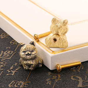 Lovely Cat Shape Brass Pulls Children Bedroom Door Hooks Metal Wardrobe and Cabinet Handles - Product Image 1