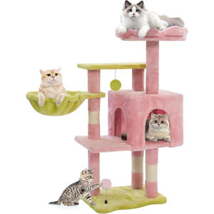 منصة قطط متكاملة على شكل شجرة للتسلق، بتصميم بسيط بلون الماكارون، موفرة للمساحة، مناسبة لجميع الفصول - Product Image 1