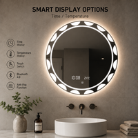 Smart Round LED Bathroom Vanity Mirror with Front & Backlit Lighting, Stepless Dimming, 3 Color Temperature, Anti-Fog,Bluetooth