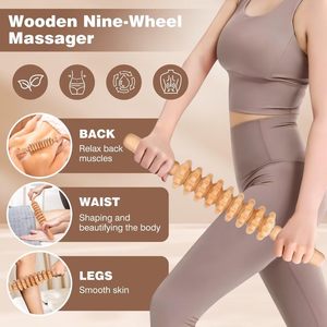 Ensemble de madérothérapie CZFIT, ensemble de massage anti-cellulite, rouleau en bois de hêtre, outil de drainage lymphatique, masseur modèle Y012 15,3 pouces - Product Image 3