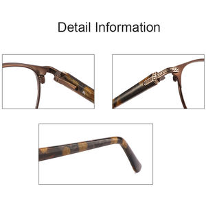 إطارات نظارات معدنية فاخرة دائرية الشكل للرجال والنساء، نظارات أنيقة بتصميم عصري مع أذرع من الأسيتات بنقشة الفهد - Product Image 5