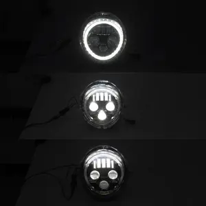 Faro de varilla en V LED negro para motocicleta súper brillante con anillo Halo para Harley