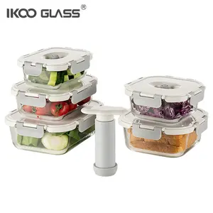 Fiambrera de vidrio personalizada IKOO bomba de caja de alimentos de vidrio al vacío
