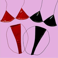 Fabrication OEM de Gros Ensemble Deux Pièces en Polyester Haut de Bikini Tenue de Danseuse pour Femmes Pantalon Taille Basse en Latex Sexy Vêtements de Scène Exotiques