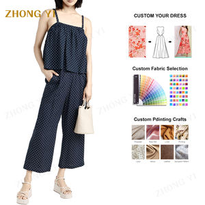 2024 ODM <span class=keywords><strong>DEM</strong></span> Color personalizado Estampado de puntos Correa de hombro elástica Top Escote cuadrado elástico Lino Algodón Casual Cute Street Top - Product Image 1