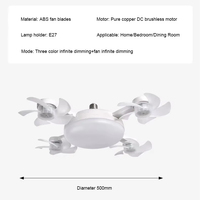Ventilateur de plafond LED E27 moderne à 5 pales, nouveau design transfrontalier, télécommande pour salon, usage domestique, en plastique