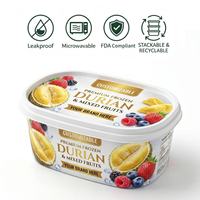 Verdikte ovale wegwerpverpakking voor diepvriesproducten, diepvriesbestendige plastic container voor ijs en diepvriesfruit