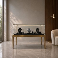 Comptoir de présentation de bijoux en acier inoxydable sur mesure avec éclairage LED, vitrine en verre pour bijoux, pour boutique, centre commercial