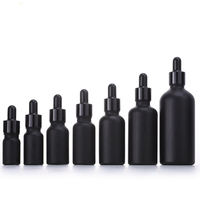 Ensemble de compte-gouttes en verre noir opaque - 5 à 100 ml, 7 tailles, capuchon et corps noir mat/brillant, distributeur de sérum rechargeable