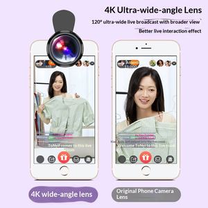 เลนส์โทรศัพท์มุมกว้างสำหรับถ่ายทอดสด พร้อมฟังก์ชันมาโคร เลนส์กล้องภายนอกแบบมืออาชีพ HD แบบสองฟังก์ชัน - Product Image 3