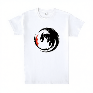 T-shirt Draconic Savior bianca unisex per adulti taglia media con stampa grafica - Product Image 1