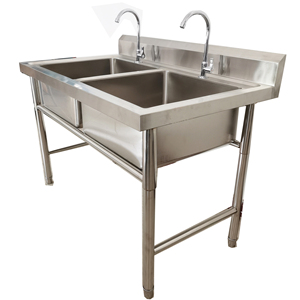 Hotel Restaurant Use Stainless Steel Double Bowl Sink Self-Cleaning Coating Heavy-Duty Capacity Freestanding Commercial <b>Kitchen</b> - Product Image 2