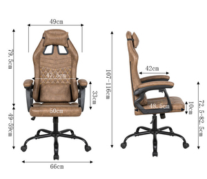 Custom OEM ODM Ergonómico PU cuero Oficina <span class=keywords><strong>Sillas</strong></span> de Juegos de ordenador de respaldo alto Silla Gamer marrón PC Silla de juegos con reposapiés - Product Image 5
